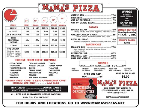 Mama S Pizza Menu And Prices